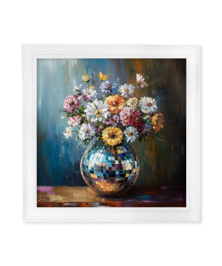 Disco Wildflowers - White Hurstwood Square Frame