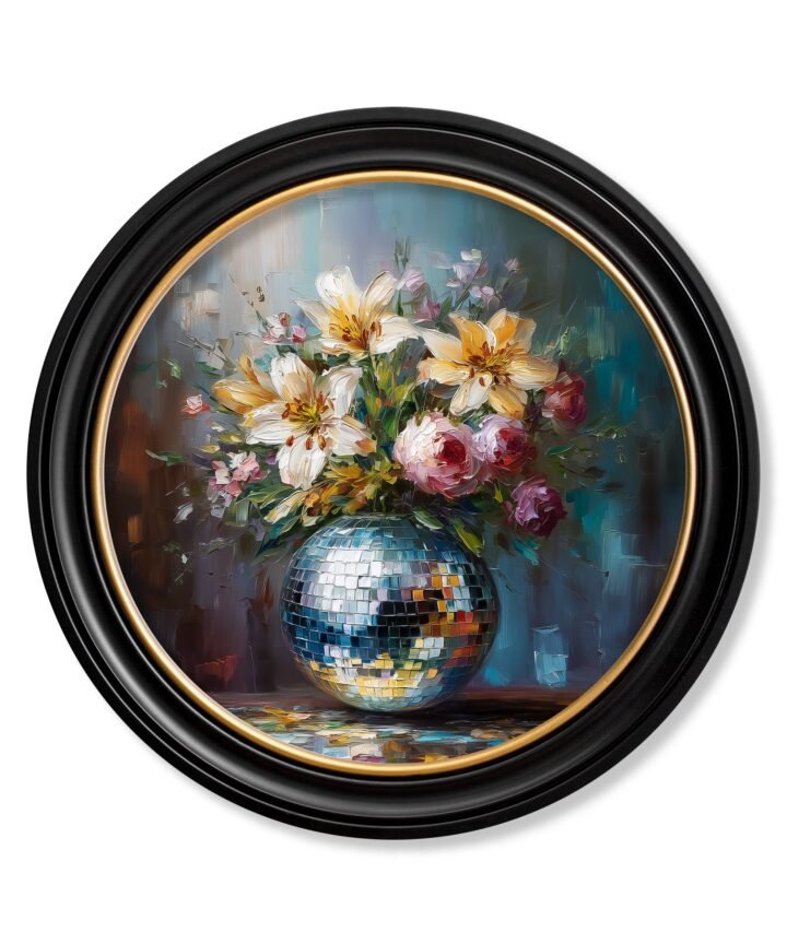 Disco Lilies & Roses - Oxford Round Frame