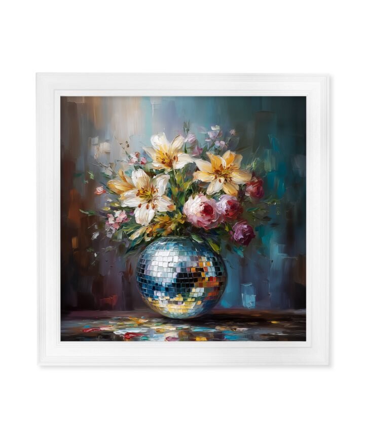 Disco Lilies & Roses - White Hurstwood Square Frame