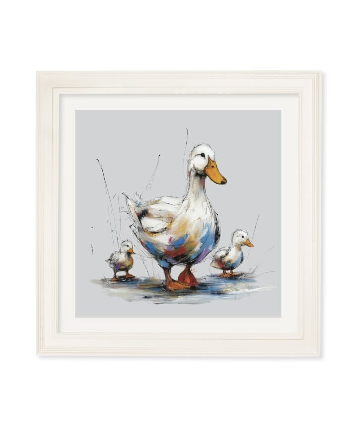 Family of Ducks Cosy Sketch - Cream Hurstwood Square Frame
