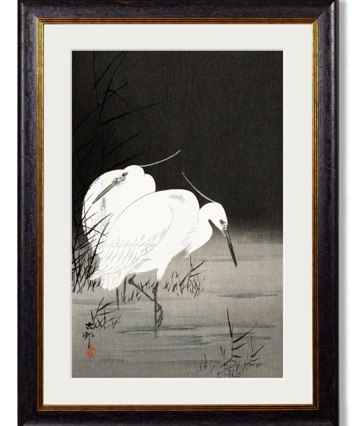 c.1910 Two Egrets in Reeds - Ohara Koson