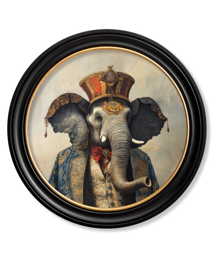 The Great Elephanto - Circus Elephant Oxford Round Frame