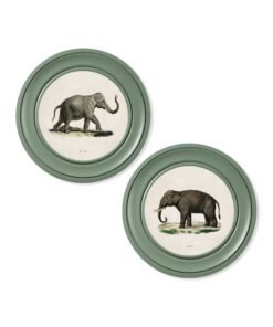 Alternative view of c.1846 Elephants in Round Frame Green