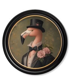 Baron Von Blush - Gentleman Flamingo Oxford Round Frame