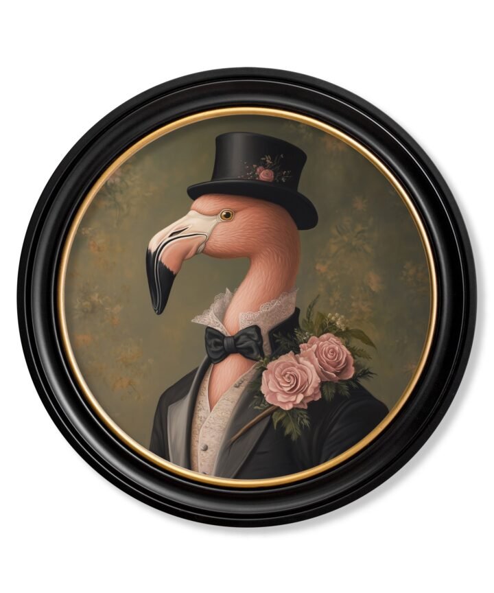 Baron Von Blush - Gentleman Flamingo Oxford Round Frame