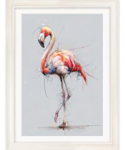 Pink Flamingo Cosy Sketch - Cream Hurstwood Frame