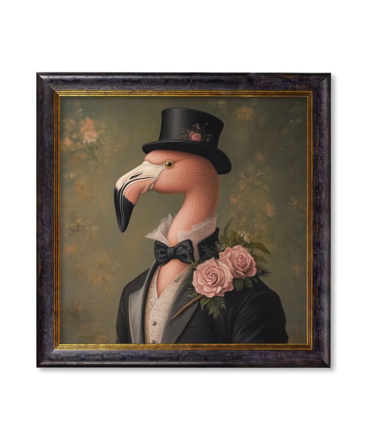 Baron Von Blush - Gentleman Flamingo Oxford Square Frame