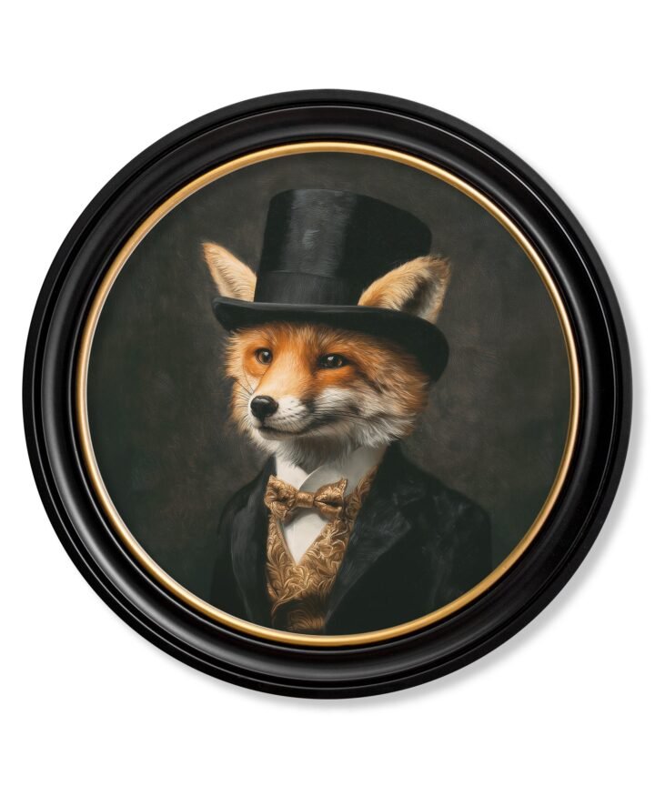 Count Foxalot - Gentleman Fox Oxford Round Frame