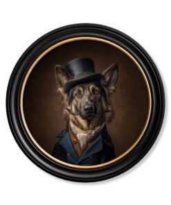 Count Von Shepherd - Gentleman German Shepherd Oxford Round Frame