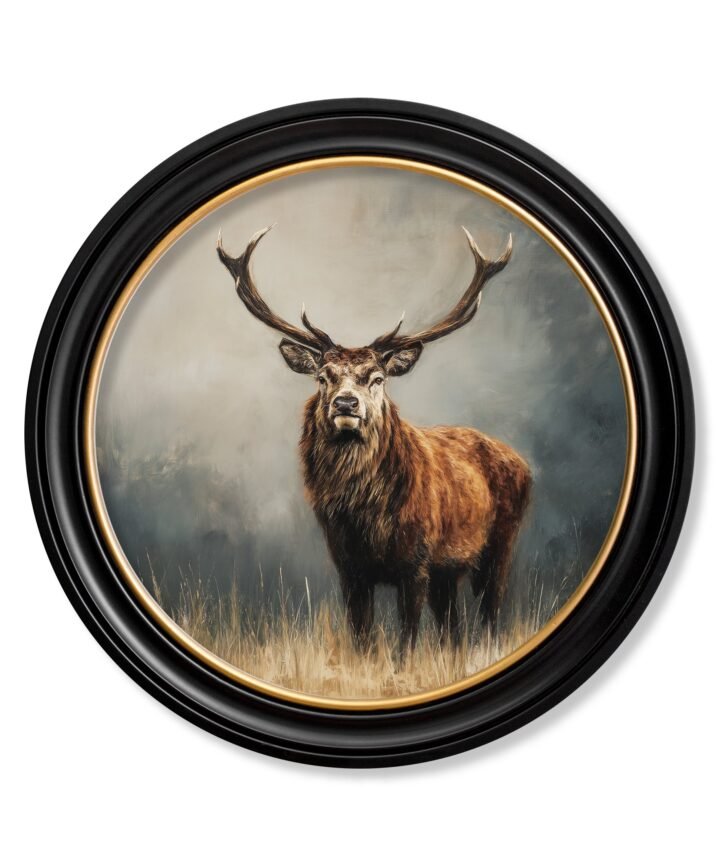Highland Stag - Oxford Round Frame