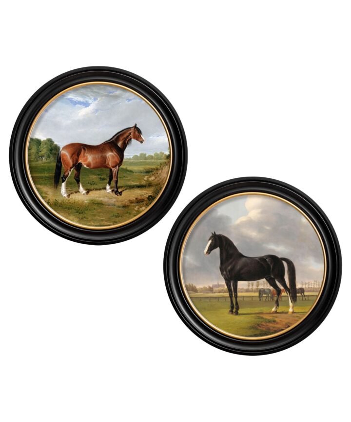 c.1840 Horses - Round Frame