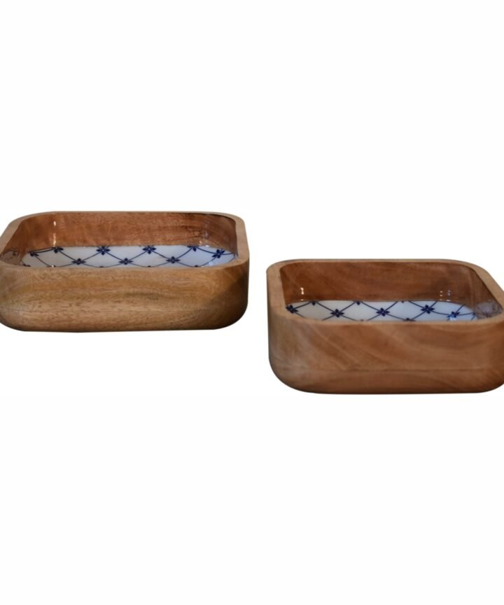 Blue and White Square Bowl Set of 2