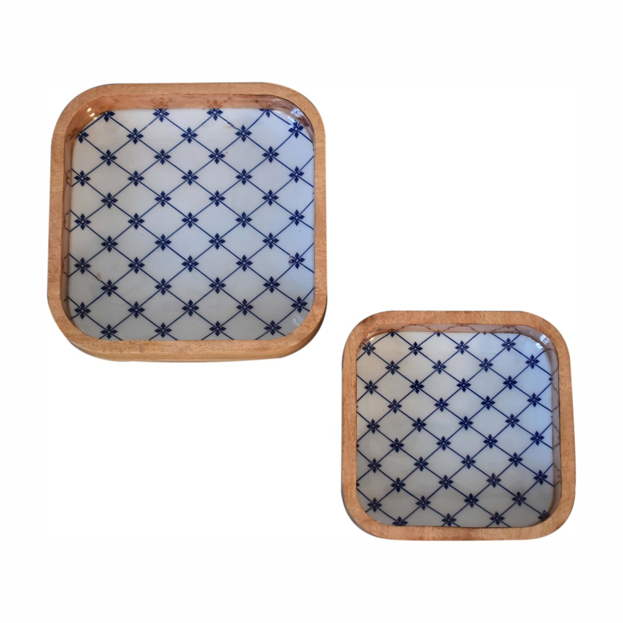 Blue and White Square Bowl Set of 2 - Image 3