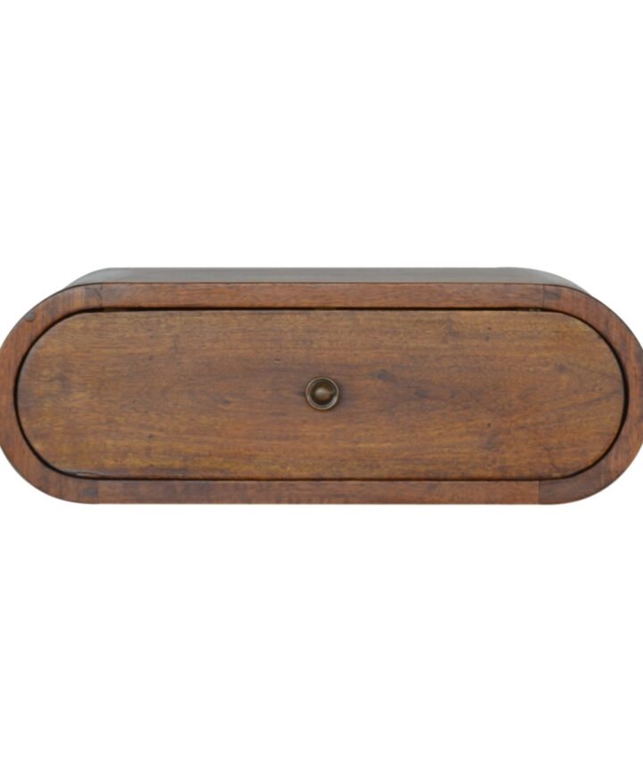 Wall Mounted Round Chestnut Bedside