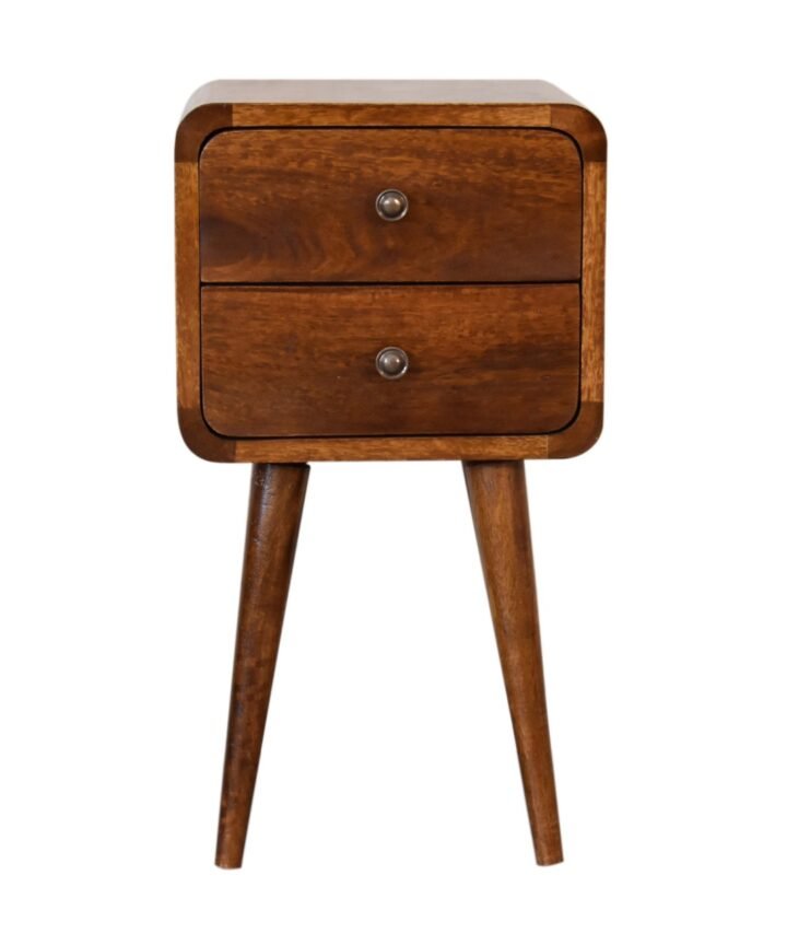 Mini Chestnut Curved Bedside