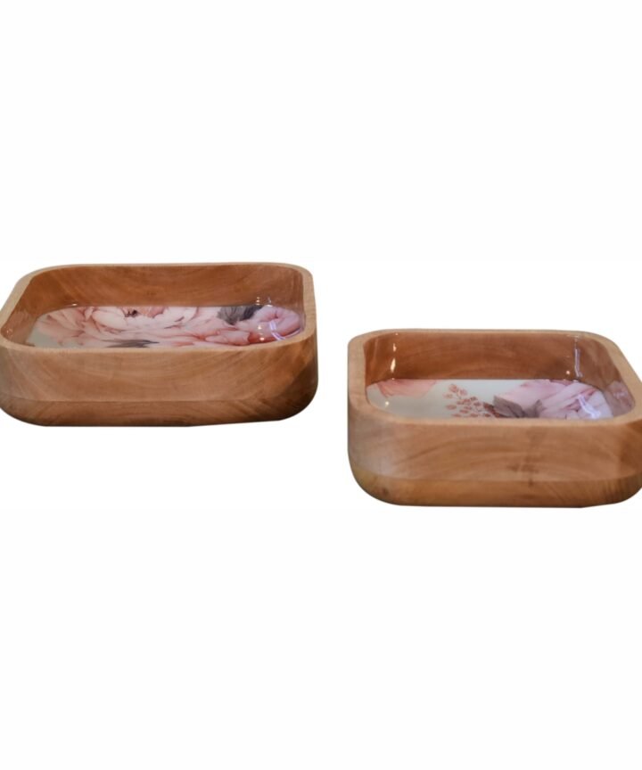 Pink Floral Square Bowl Set of 2
