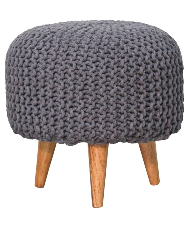 Keeva Grey Round Footstool