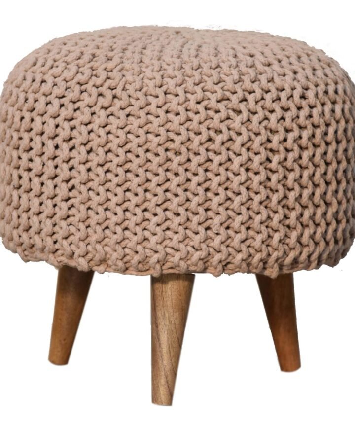 Keeva Beige Round Footstool
