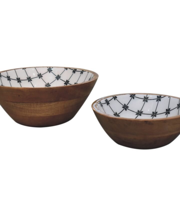 2x Lacquered Flower Bowl Set