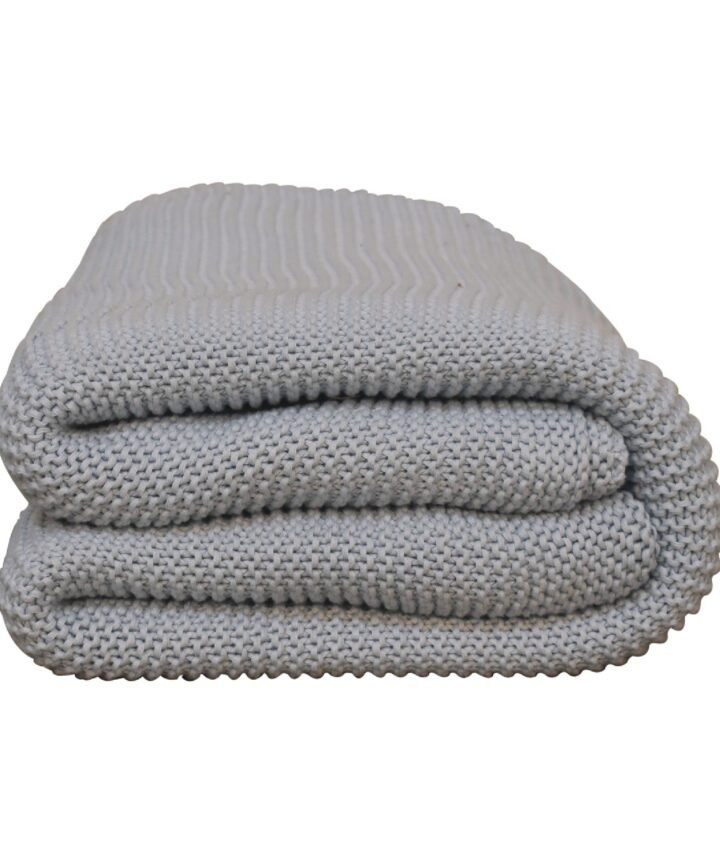 Double Blue Knit Throw