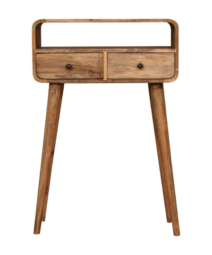 Mini Curved Oak-ish Console Table