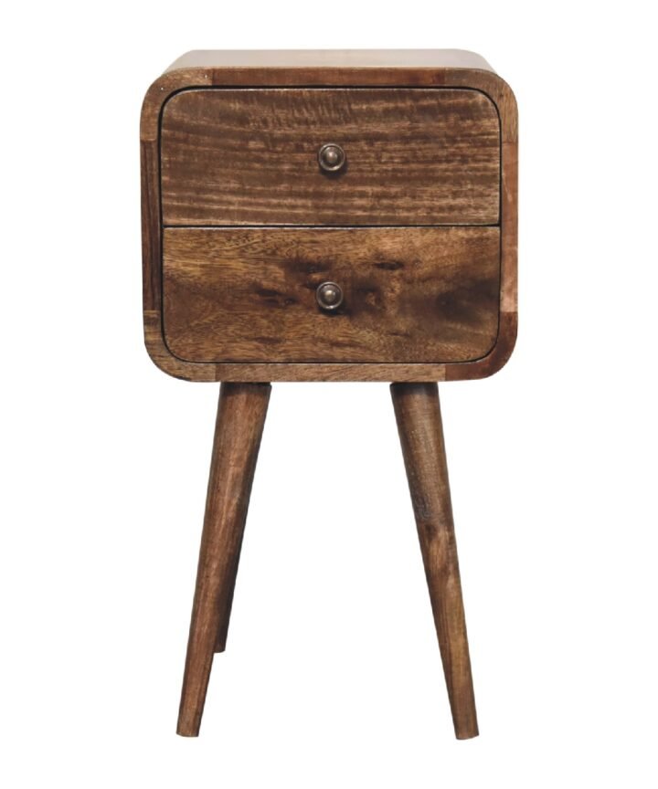 Mini Curved Grey Washed Bedside