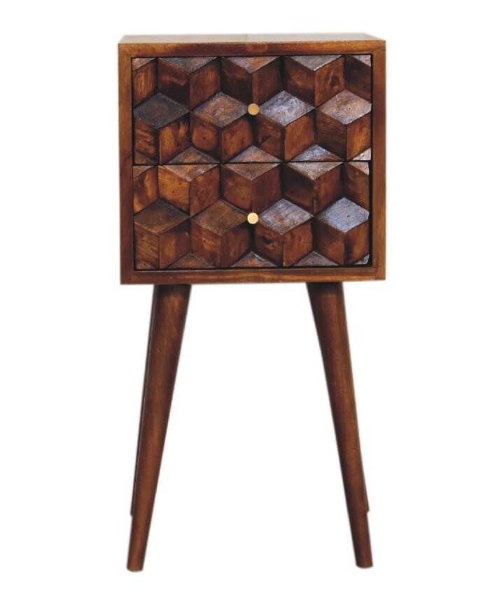 Mini Chestnut Cube 2 Drawer Bedside