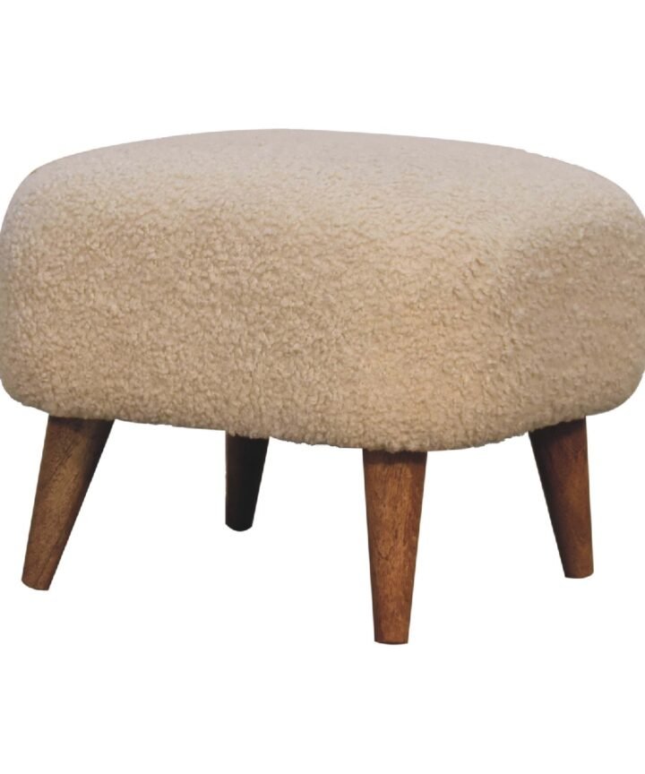 Boucle Cream Square Footstool