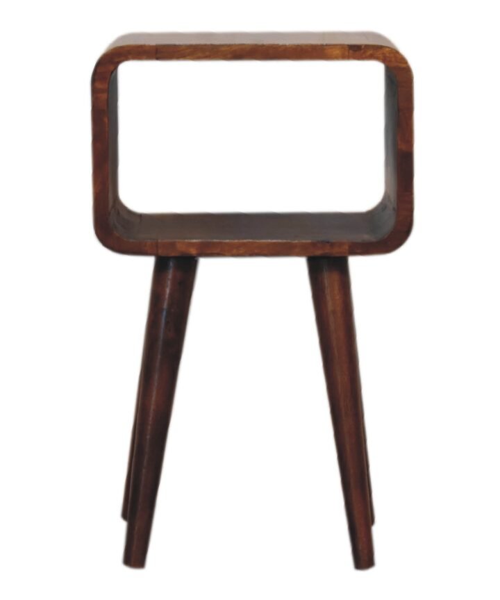 Mini Chestnut Curved Open Bedside