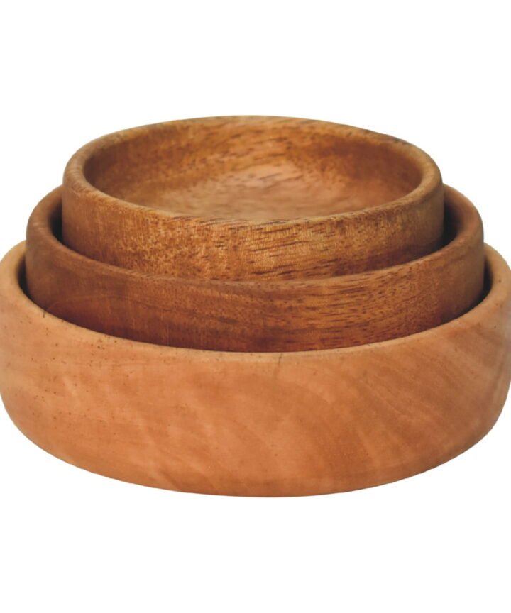 Solid Wood Fruit Bowl Set of 3
