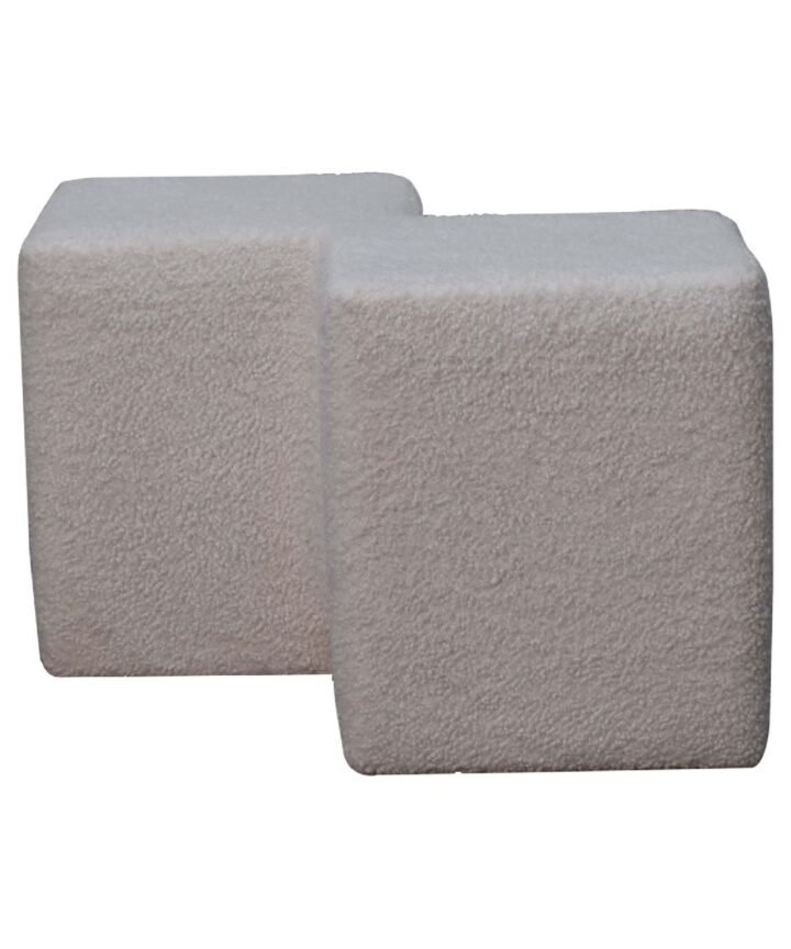 White Boucle Twin Footstool