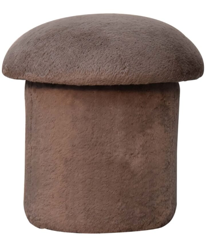 Mocha Faux Fur Mushroom Footstool