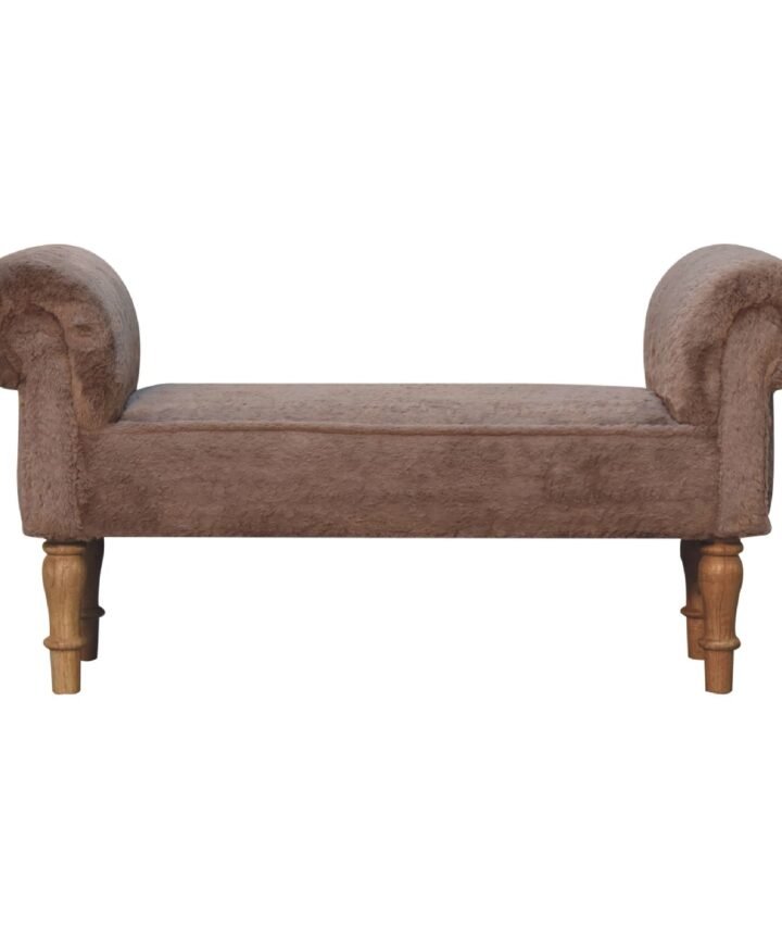Mocha Faux Fur Bedroom Bench