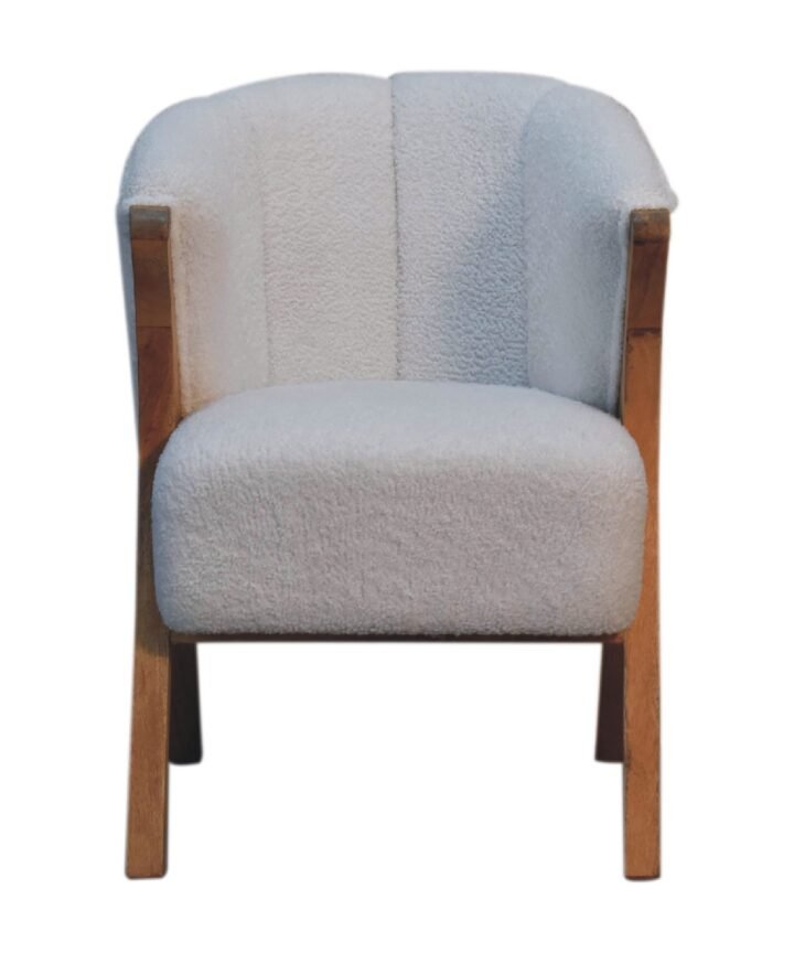 White Boucle Minimalistic Chair