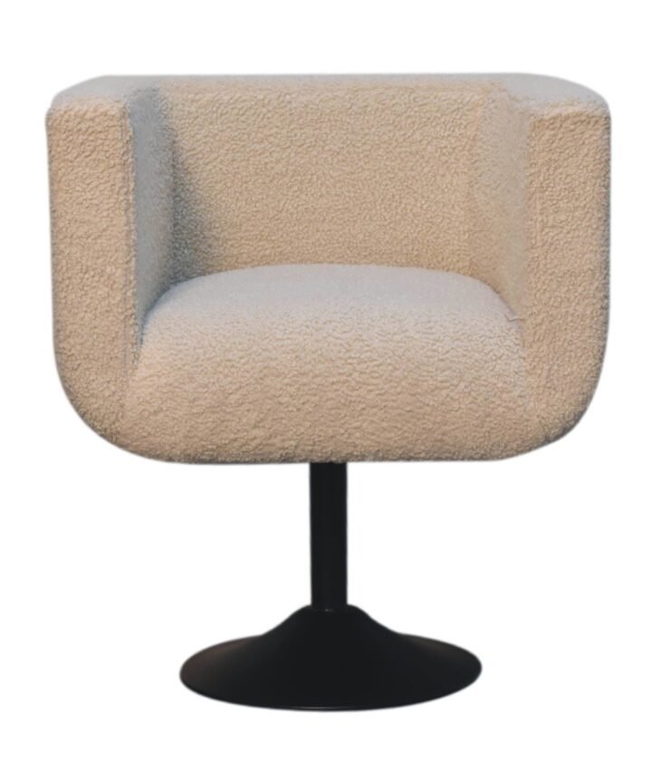 Cream Boucle Swivel Chair