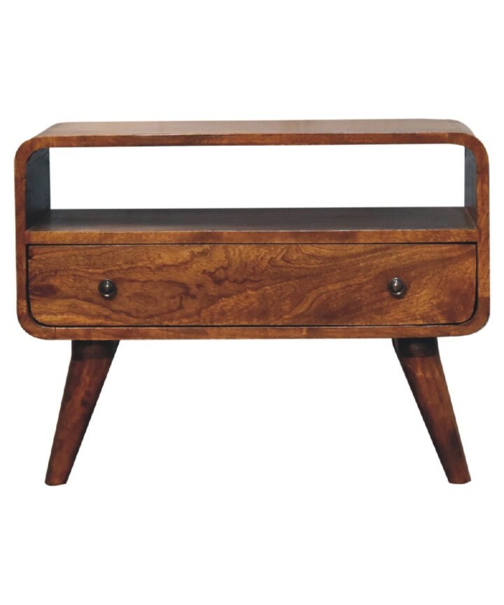Mini Chestnut Curved Media Unit