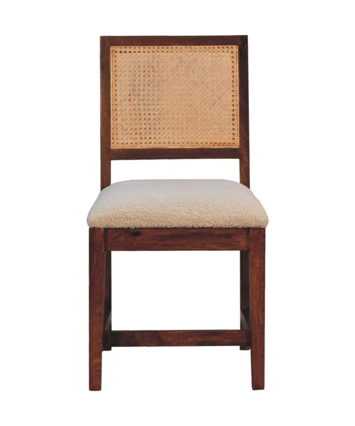 Cream Boucle Rattan Chair