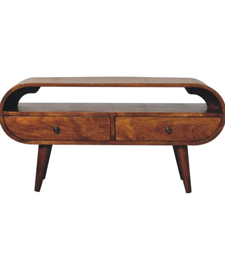 Chestnut Circular TV Stand