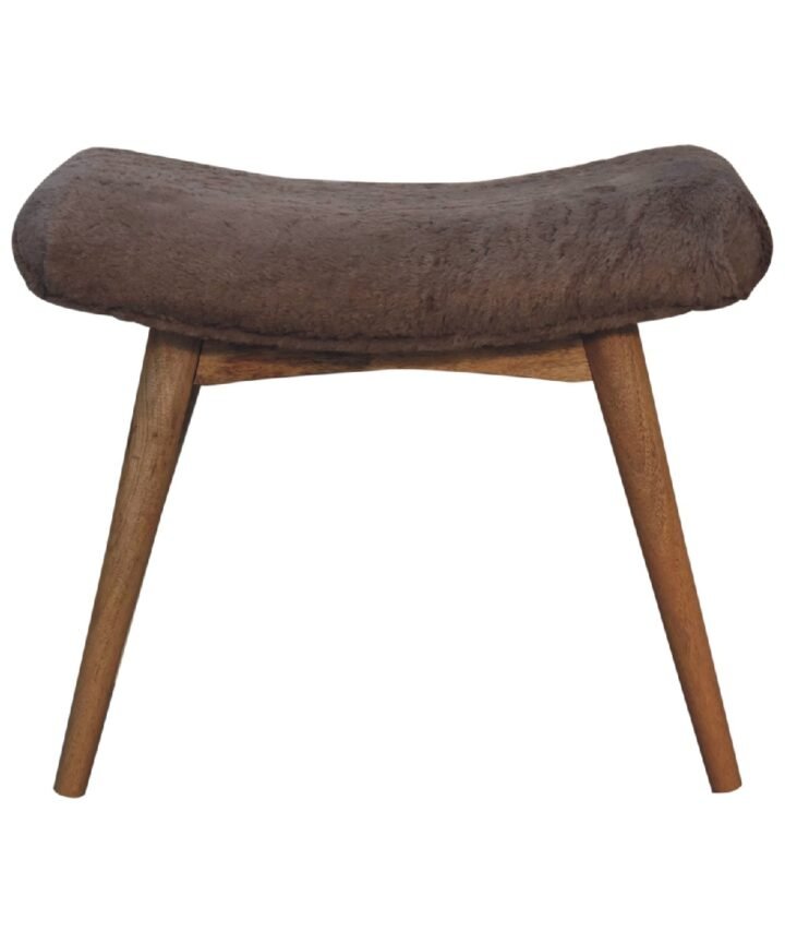 Mocha Faux Fur Curved Bench
