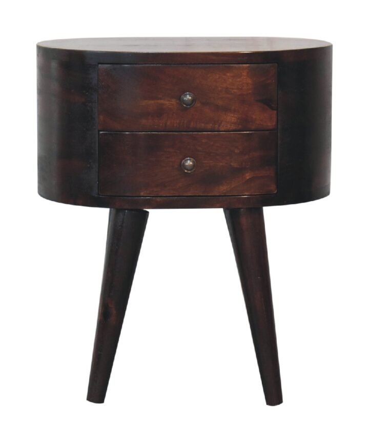 Walnut Rounded Bedside Table
