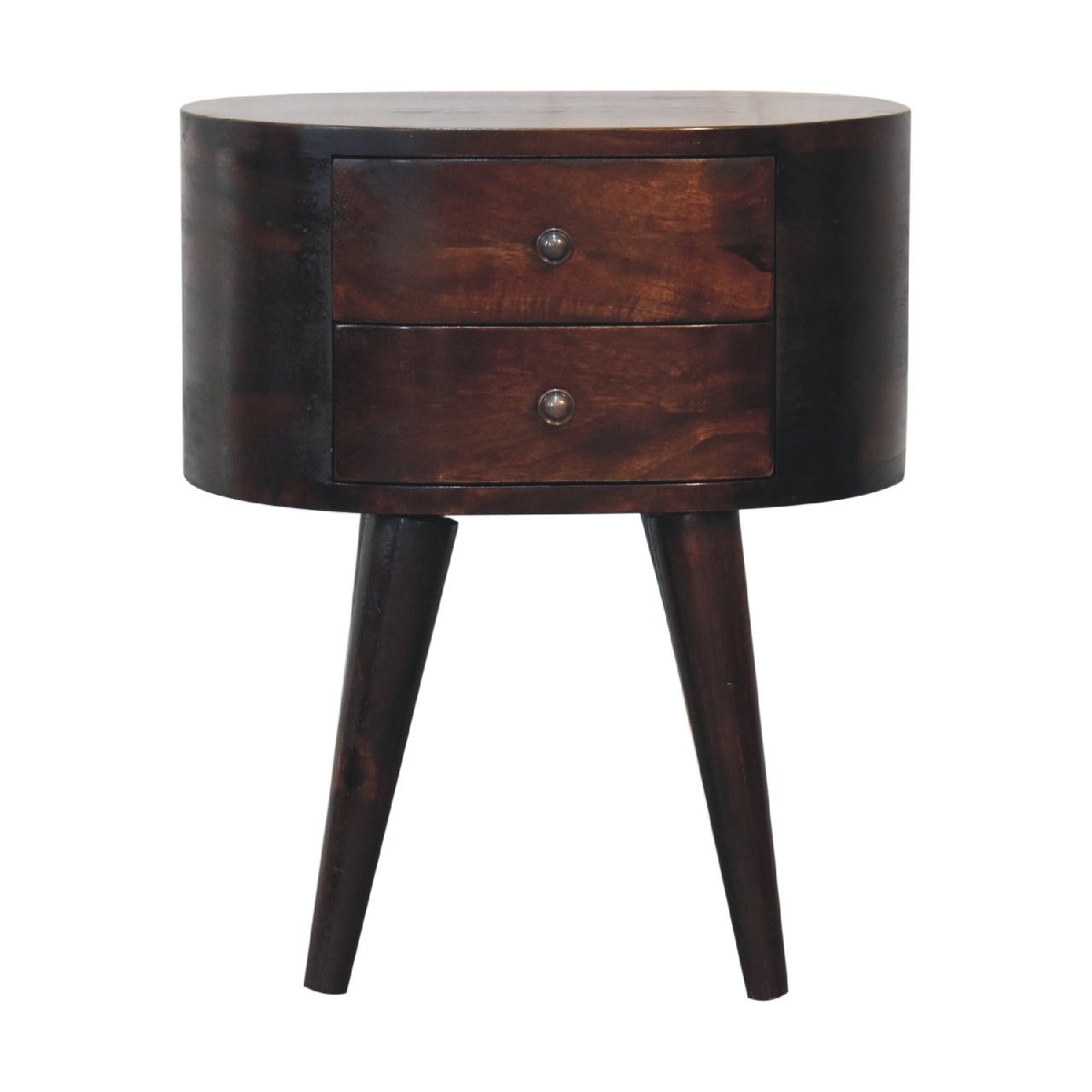 Walnut Rounded Bedside Table