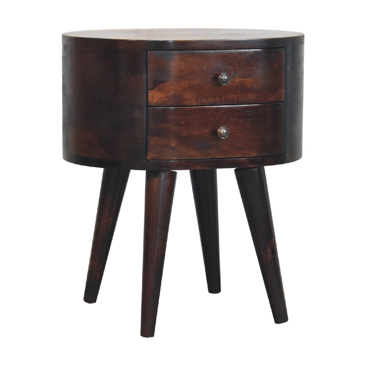 Walnut Rounded Bedside Table - Image 4