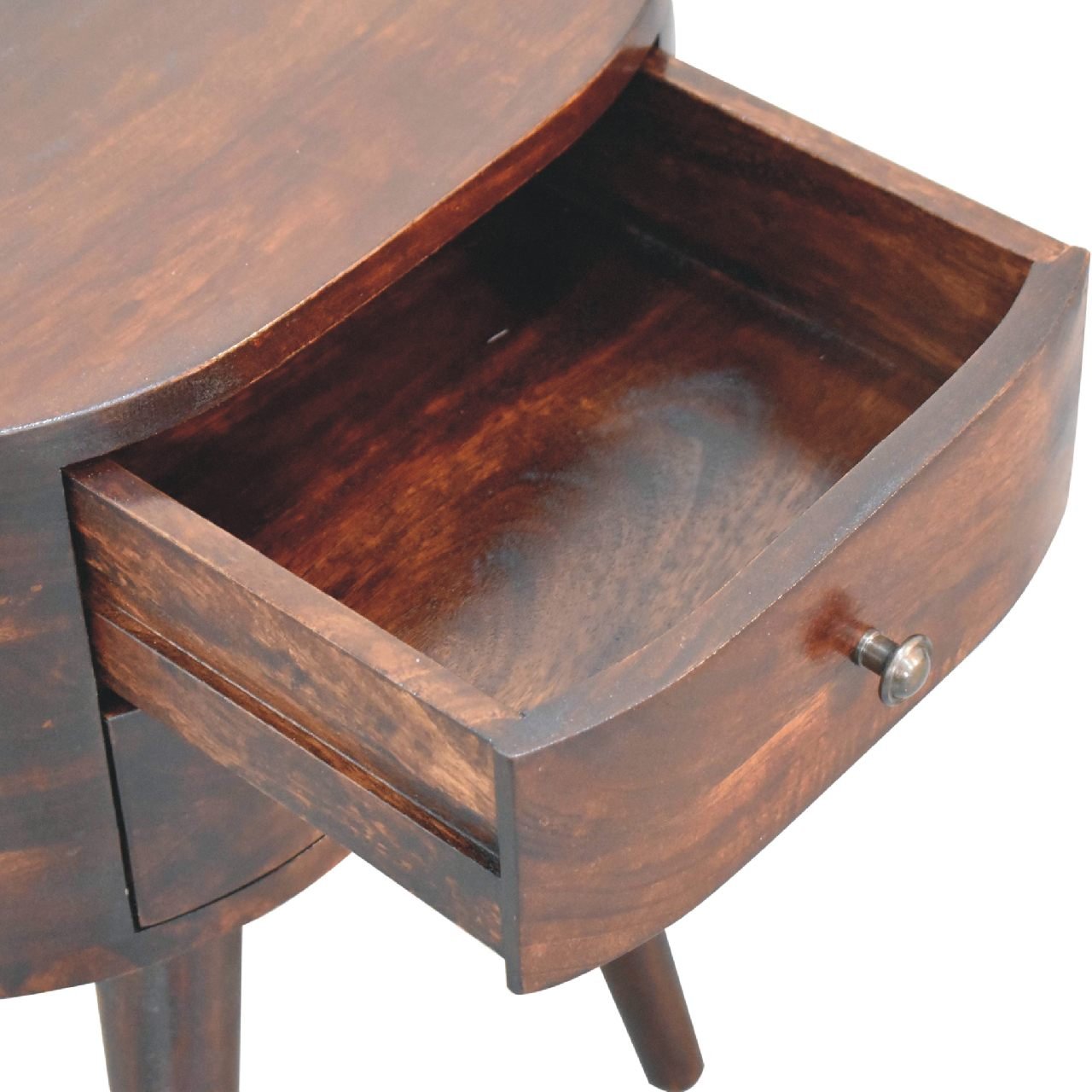 Walnut Rounded Bedside Table - Image 7