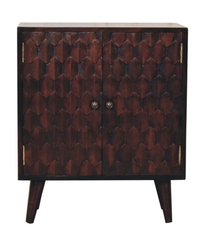 Mini Pineapple Carved Walnut Cabinet