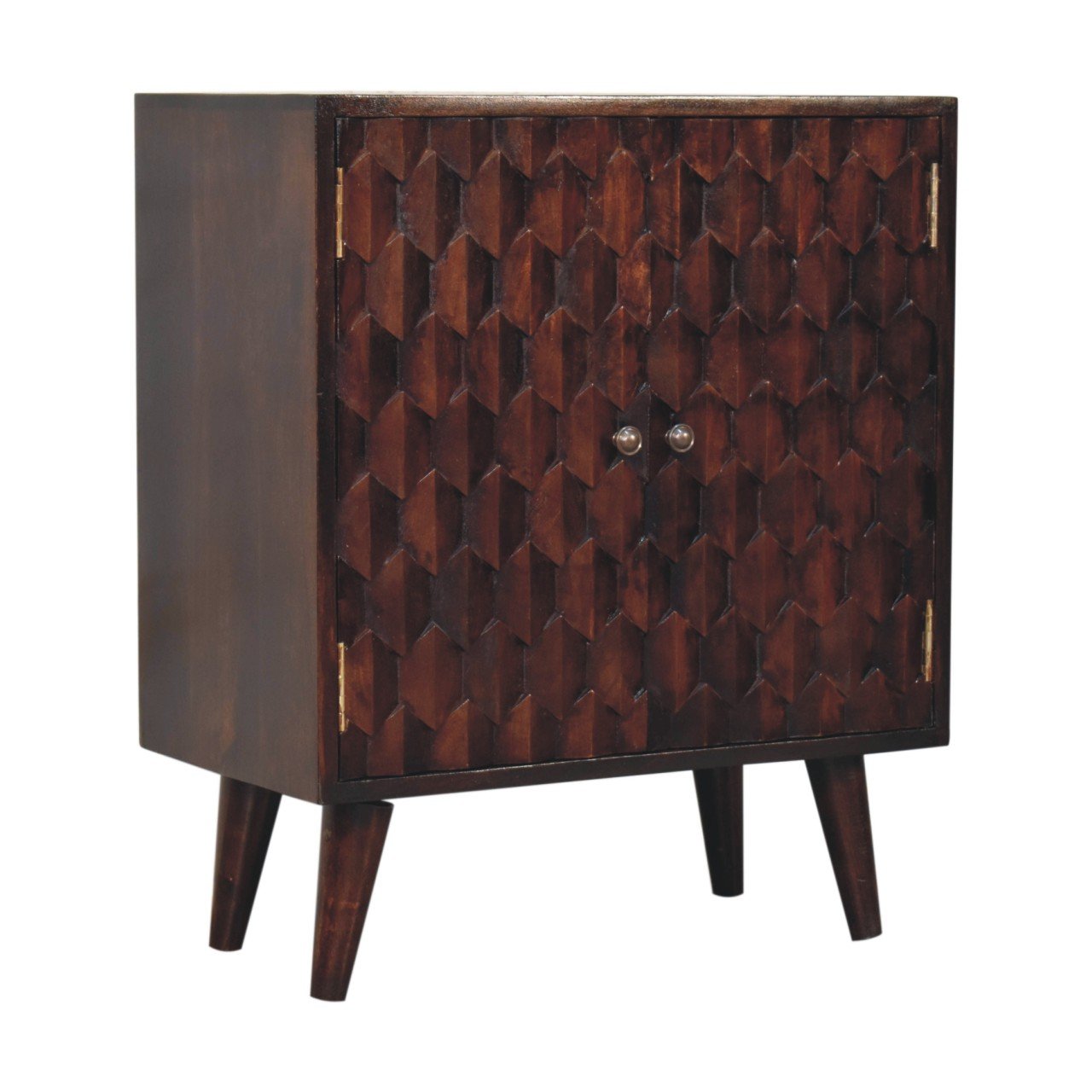 Mini Pineapple Carved Walnut Cabinet - Image 3