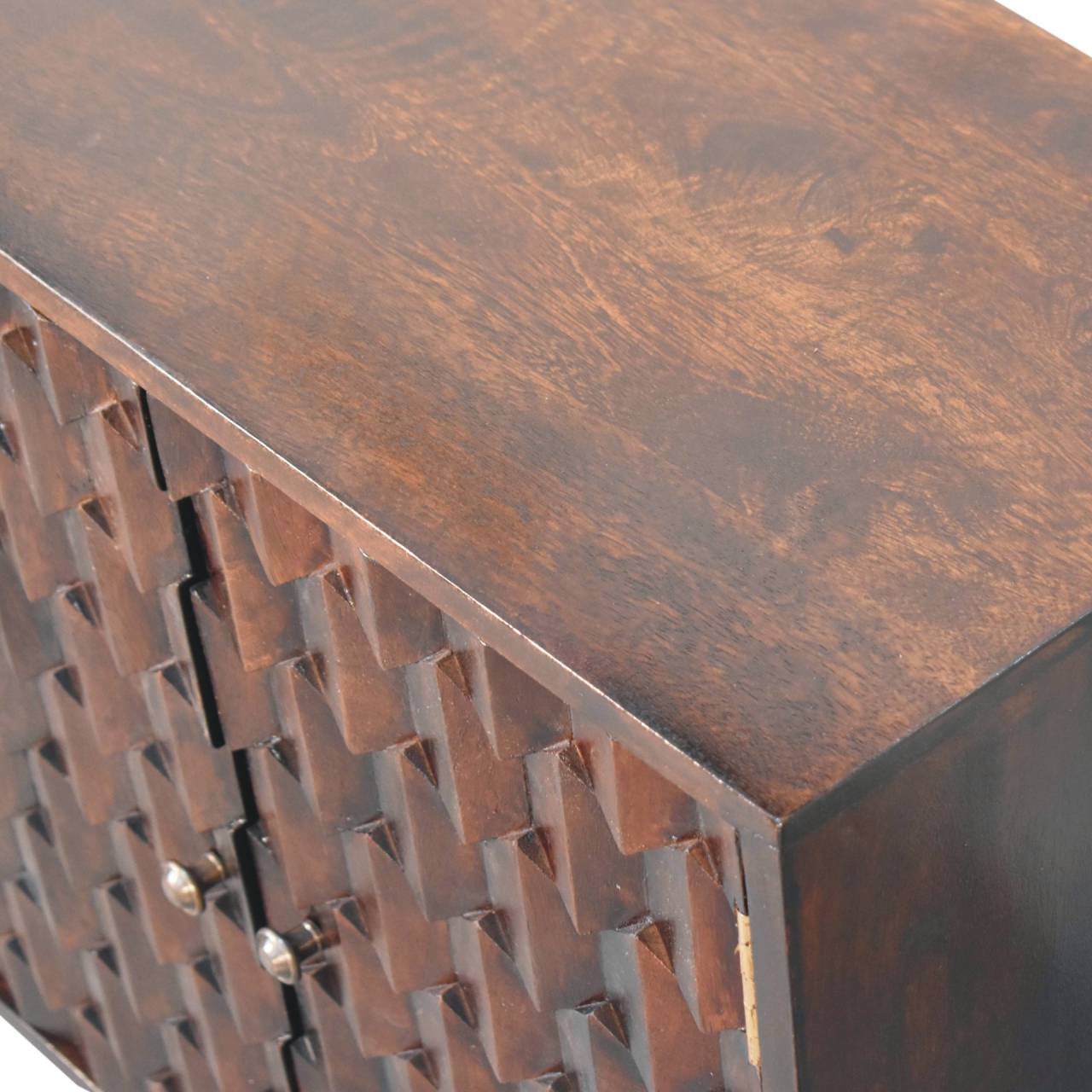Mini Pineapple Carved Walnut Cabinet - Image 5