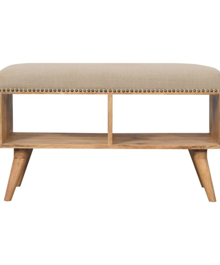 Studded Linen Open Bench
