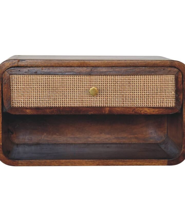 Chestnut Wall Mounted Open Woven Bedside