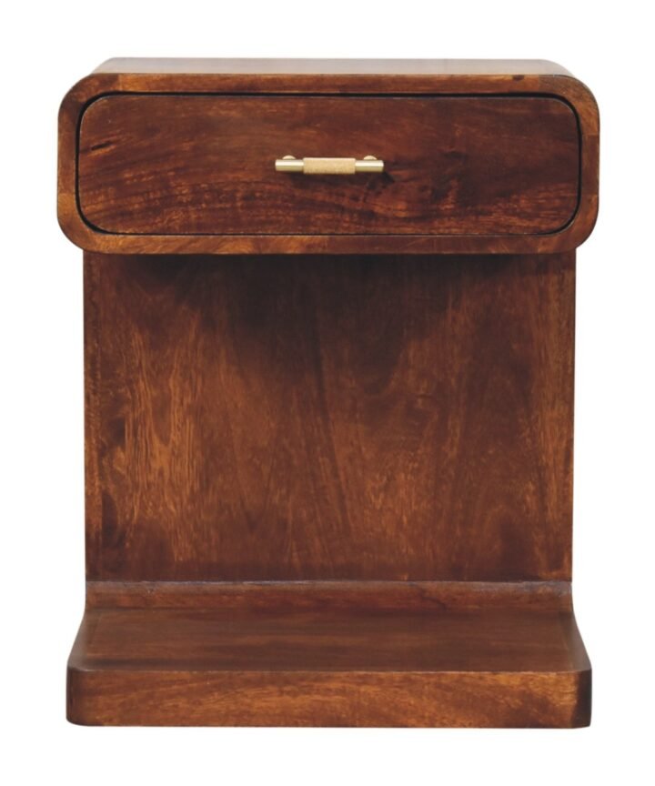 Chestnut T-Bar Rounded Bedside