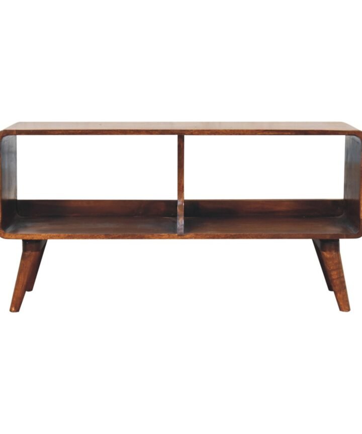 Curved Chestnut Double Slot Media Unit